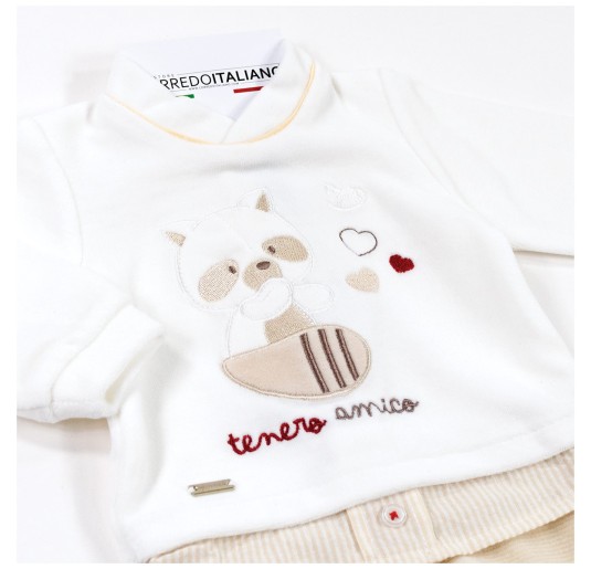 Velour baby sleepsuit with raccoon – Mio Piccolo TU378BG