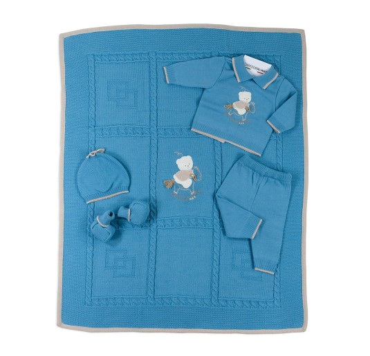 Newborn boy first layette set in wool blend - Piccole Emozioni 2152F