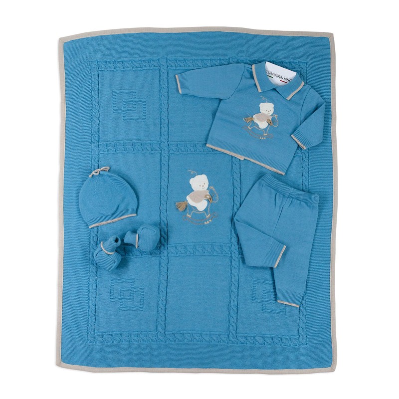Newborn boy first layette set in wool blend - Piccole Emozioni 2152F