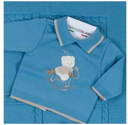 Newborn boy first layette set in wool blend - Piccole Emozioni 2152F 2