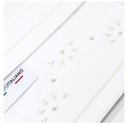Set Lenzuolino ricamato a mano culla carrozzina | Corredoitaliano