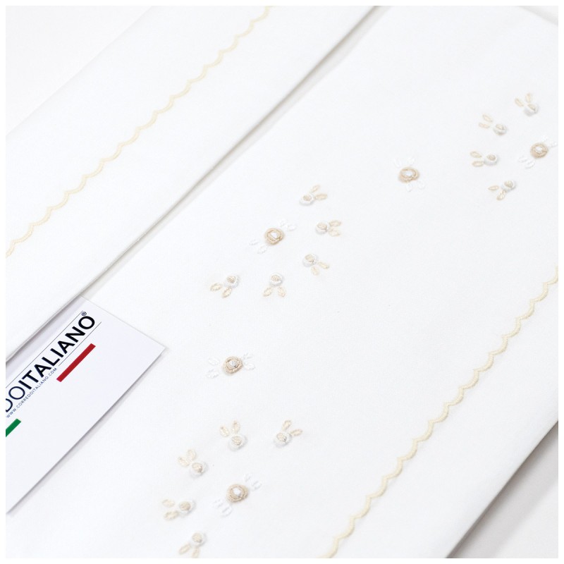 Set Lenzuolino ricamato a mano culla carrozzina | Corredoitaliano