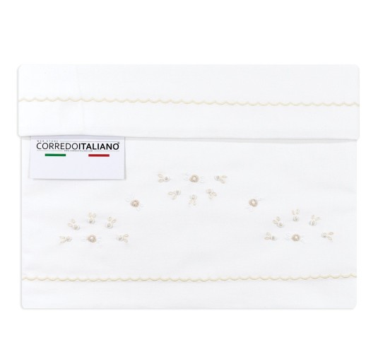 Set Lenzuolino ricamato a mano culla carrozzina | Corredoitaliano 2
