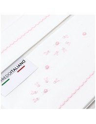 Cradle pram sheet set embroidered by hand | Corredoitaliano.com