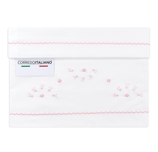 Cradle pram sheet set embroidered by hand | Corredoitaliano.com 2