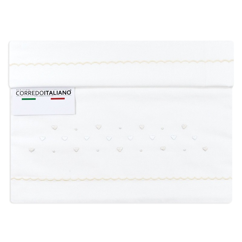 Cradle sheet set embroidered by hand | Corredoitaliano.com