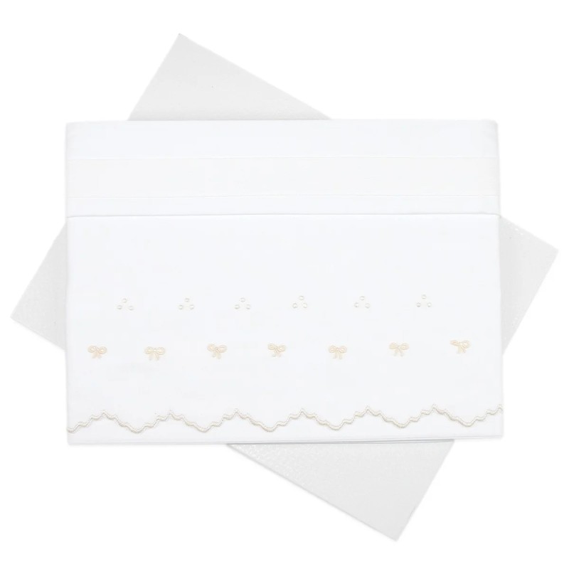 Cot Crib sheet set embroidered by... Cot Crib sheet set embroidered by...