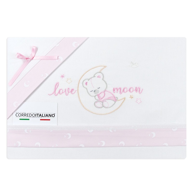 Cradle Pram sheet set - Mio Piccolo LC13306 - Pink