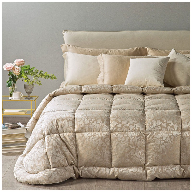 SonnoPiuma – winter goose down quilt in jacquard satin king size bed – Caleffi Home