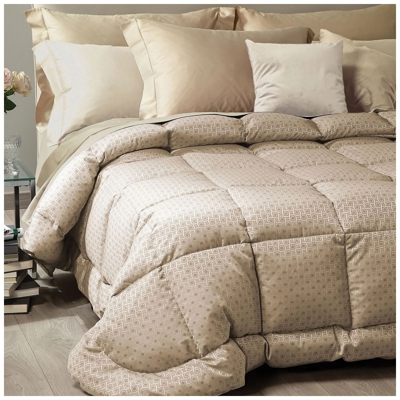 Canada - trapunta invernale in piuma d'oca e raso jacquard matrimoniale - Caleffi Home