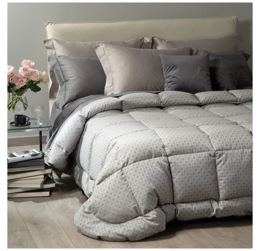 Canada - trapunta invernale in piuma d'oca e raso jacquard matrimoniale - Caleffi Home 2