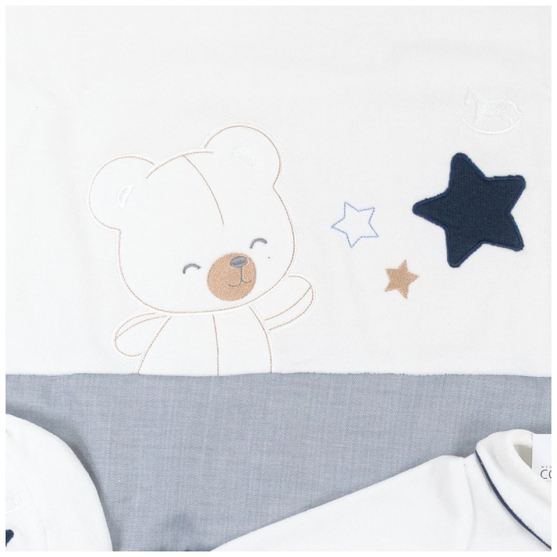 Newborn Boy's chenille first outing layette set - Mio Piccolo 381BL Newborn Boy's chenille first outing layette set - Mio Piccolo 381BL
