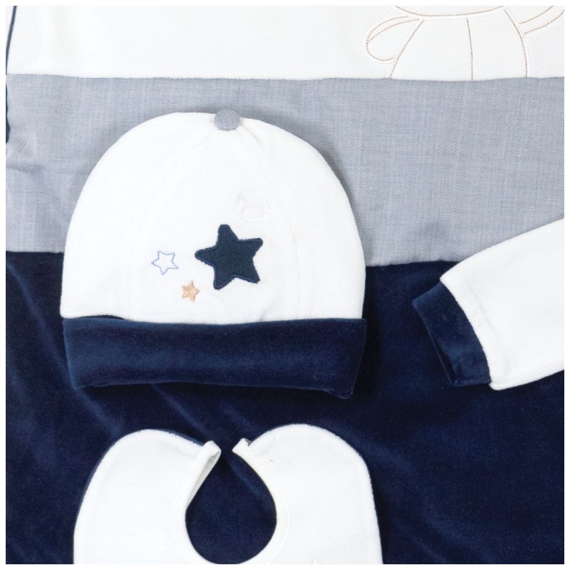 Newborn Boy's chenille first outing layette set - Mio Piccolo 381BL Newborn Boy's chenille first outing layette set - Mio Piccolo 381BL