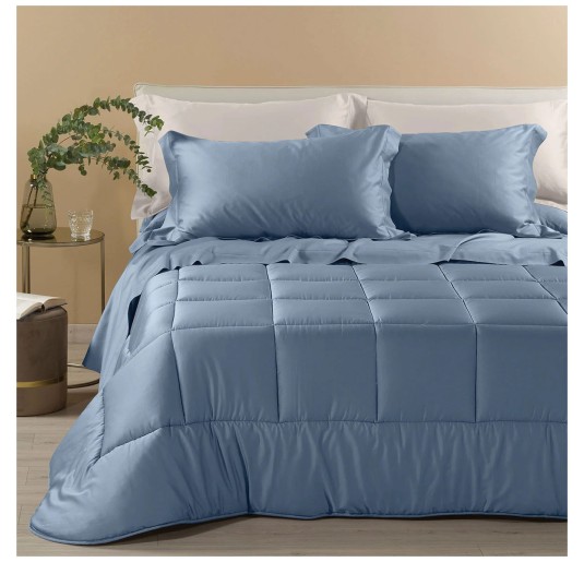 Dreaming – Double Winter Quilt in Cotton Satin – Avio