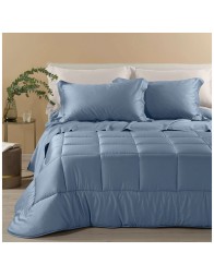 Dreaming - Trapunta invernale tinta unita in Raso di Cotone Matrimoniale - Avio