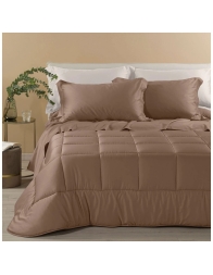 Dreaming - Trapunta invernale tinta unita in Raso di Cotone Matrimoniale - Caffè