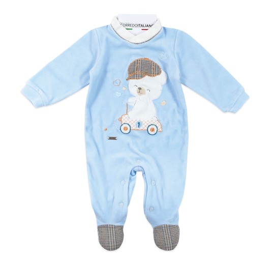 Bear and Hat Chenille Sleepsuit - Mio Piccolo TU382C 2