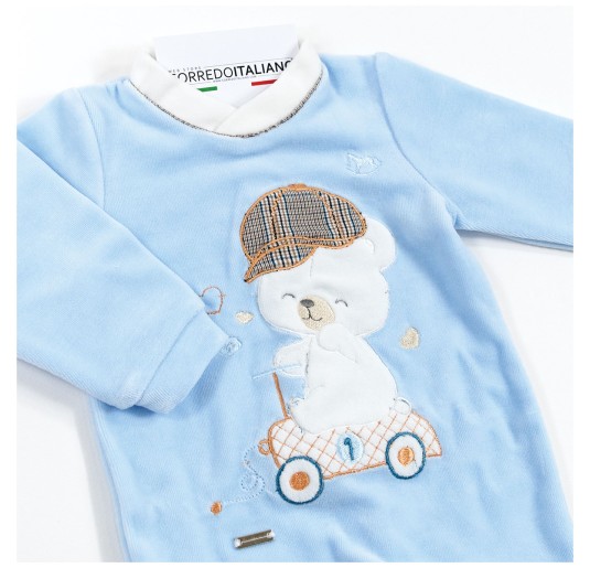 Bear and Hat Chenille Sleepsuit - Mio Piccolo TU382C