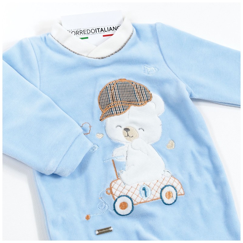 Bear and Hat Chenille Sleepsuit - Mio Piccolo TU382C