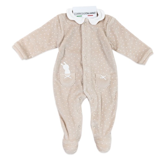 Velour baby sleepsuit with collar - Babybol 250041