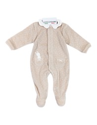 Velour baby sleepsuit with collar - Babybol 250041