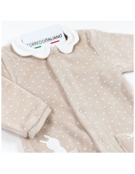 Velour baby sleepsuit with collar - Babybol 250041