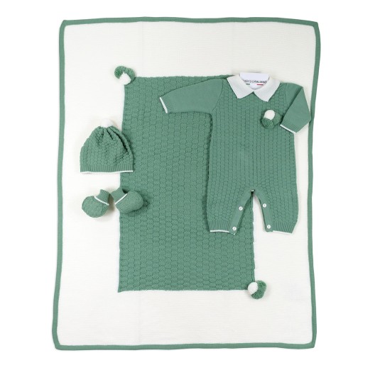 Set corredino prima uscita neonato in misto lana - Prime Emozioni 2161G