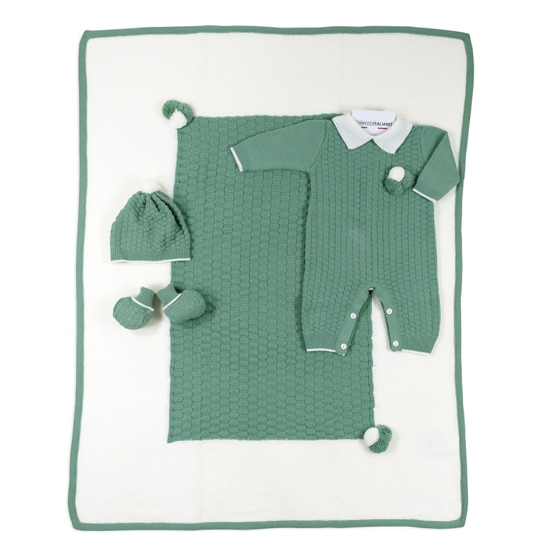 Newborn boy first layette set in wool blend - Prime Emozioni 2161G
