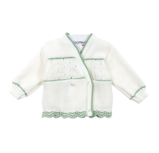 Giacchina incrociata per neonata misto lana La Rocca R672