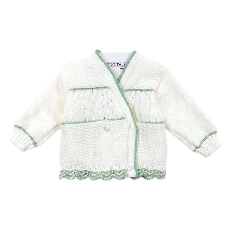 Giacchina incrociata per neonata misto lana La Rocca R672