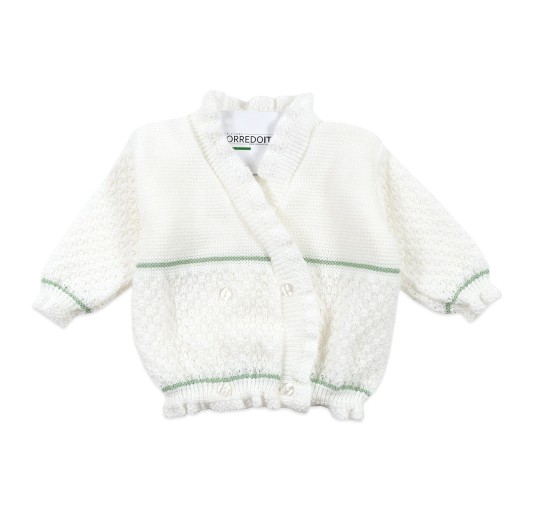Giacchina incrociata per neonata misto lana La Rocca R694
