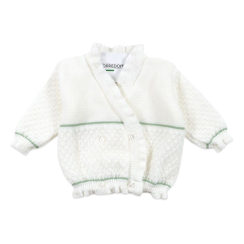 Giacchina incrociata per neonata misto lana La Rocca R694