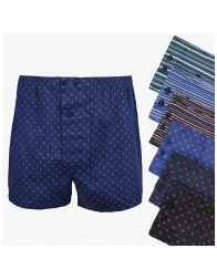 Set of 6 Pure Cotton Woven Boxers with Button – Enrico Coveri EB1303
