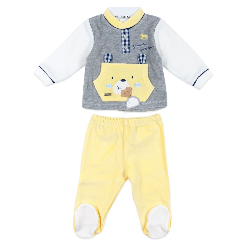 Two-Piece Chenille Jumpsuit with Bear - Mio Piccolo TU160C