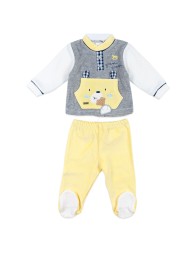 Two-Piece Chenille Jumpsuit with Bear - Mio Piccolo TU160C