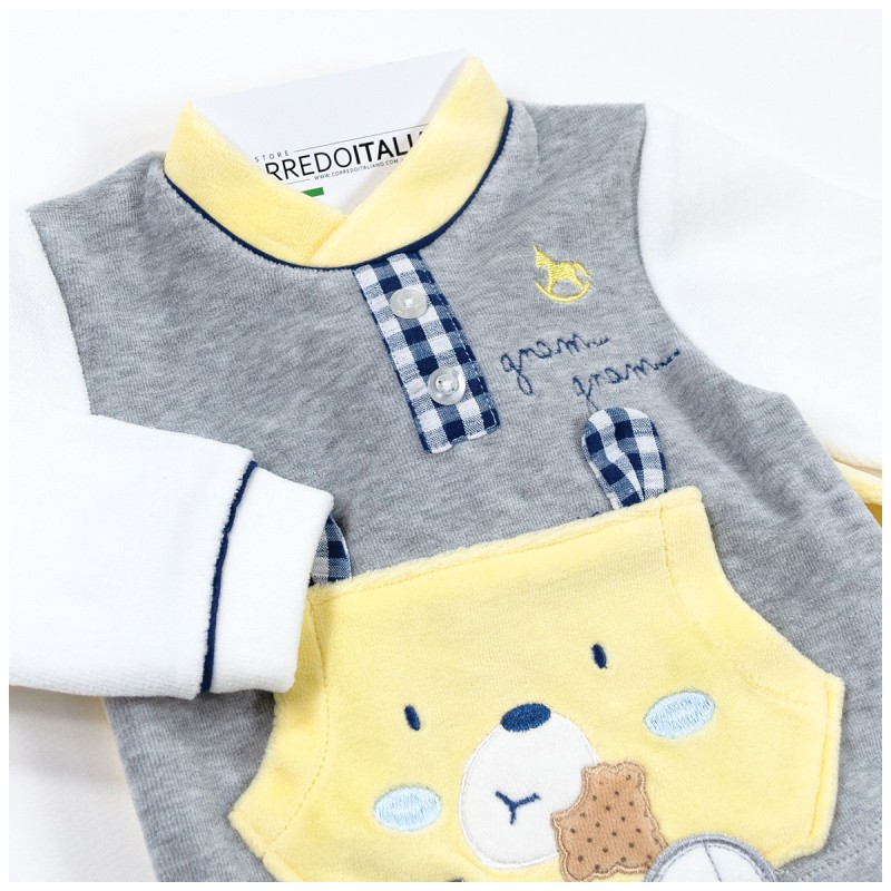 Two-Piece Chenille Jumpsuit with Bear - Mio Piccolo TU160C