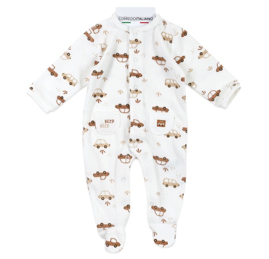 Velour baby sleepsuit - Babybol 250063