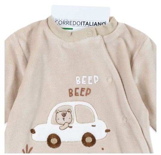 Tutina in ciniglia con automobilina ricamata - Babybol 250062 2