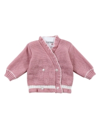Giacchina incrociata per neonati misto lana La Rocca - Mauve