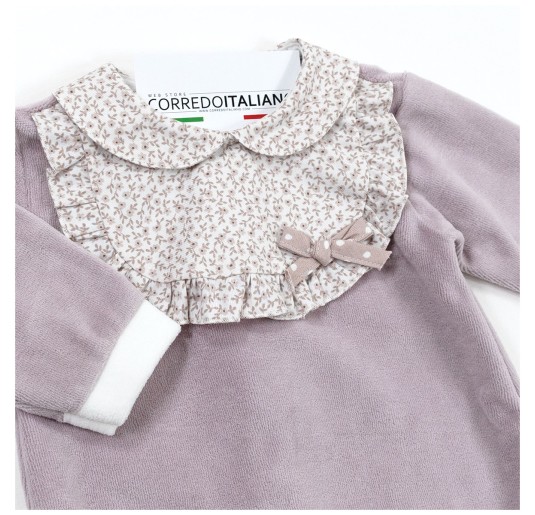 Chenille sleepsuit with floral detail - Le Chicche TU7651GLC 2