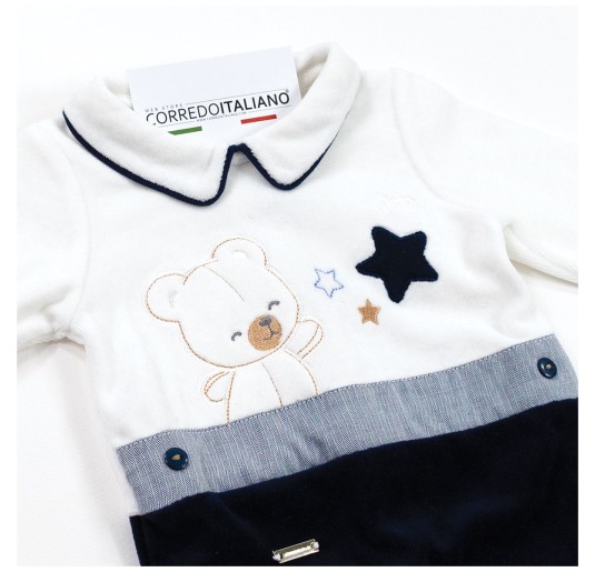 Bear and Stars Chenille Sleepsuit - Mio Piccolo TU381C 2