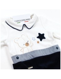 Bear and Stars Chenille Sleepsuit - Mio Piccolo TU381C