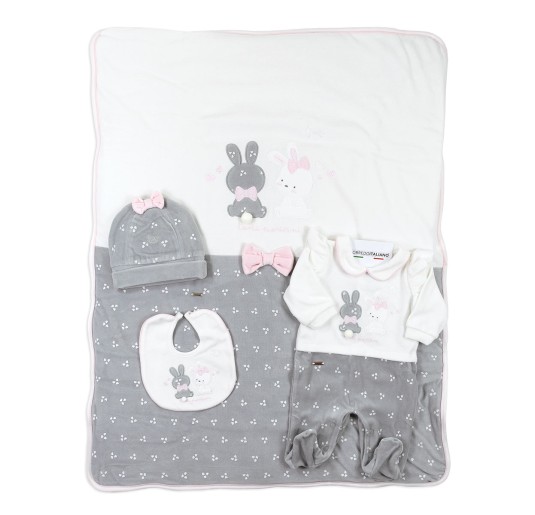 Newborn Boy's chenille first outing layette set - Mio Piccolo 388GR