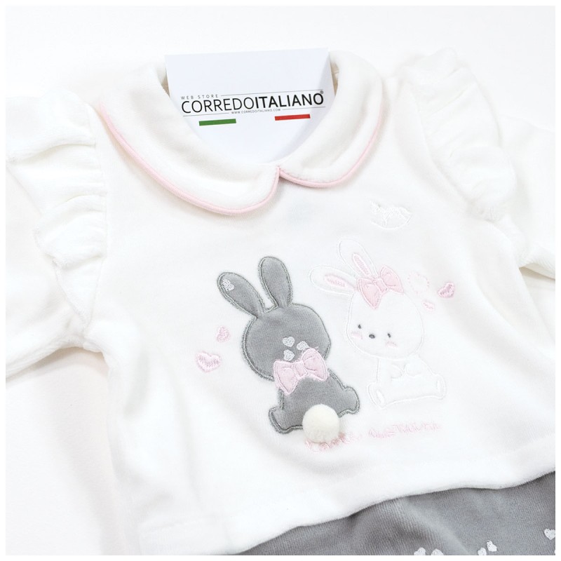 Tutina per neonata in ciniglia - Mio Piccolo TU388GR Tutina per neonata in ciniglia - Mio Piccolo TU388GR