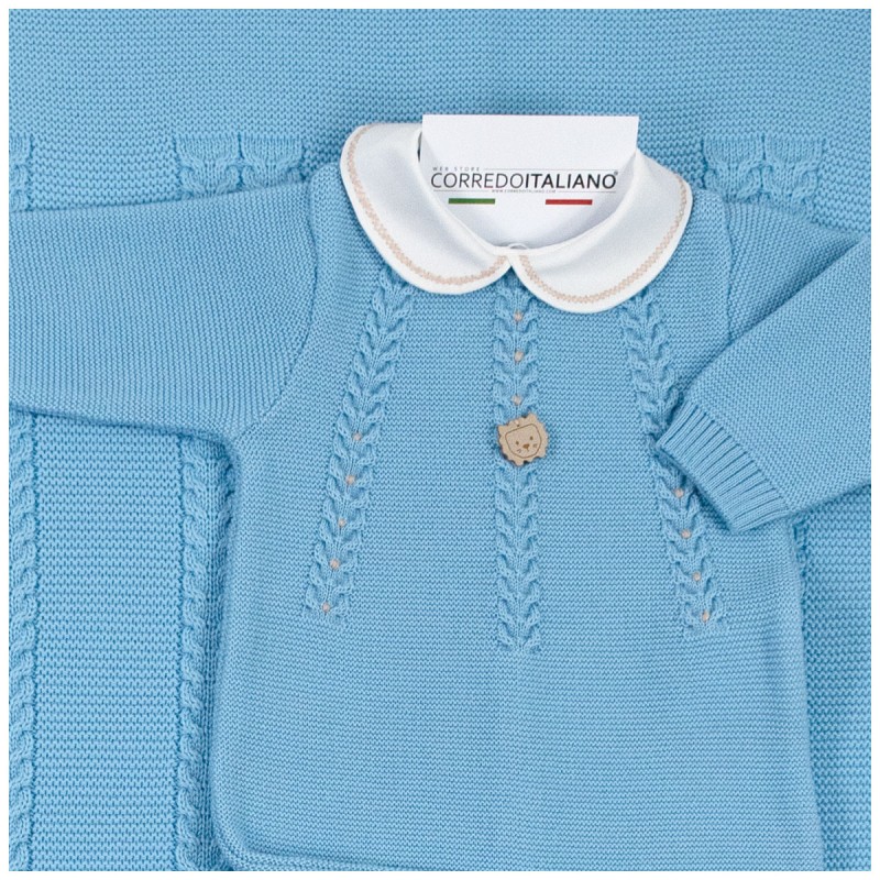 Newborn Boy Layette Set in Pure Wool - Stella | Corredoitaliano Newborn Boy Layette Set in Pure Wool - Stella | Corredoitaliano