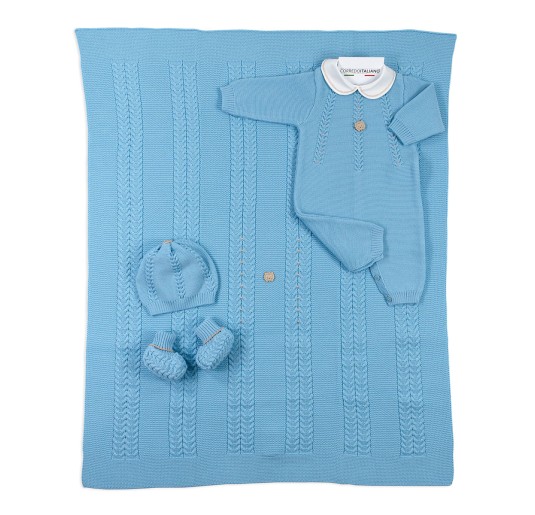 Newborn Boy Layette Set in Pure Wool - Stella IN85A25