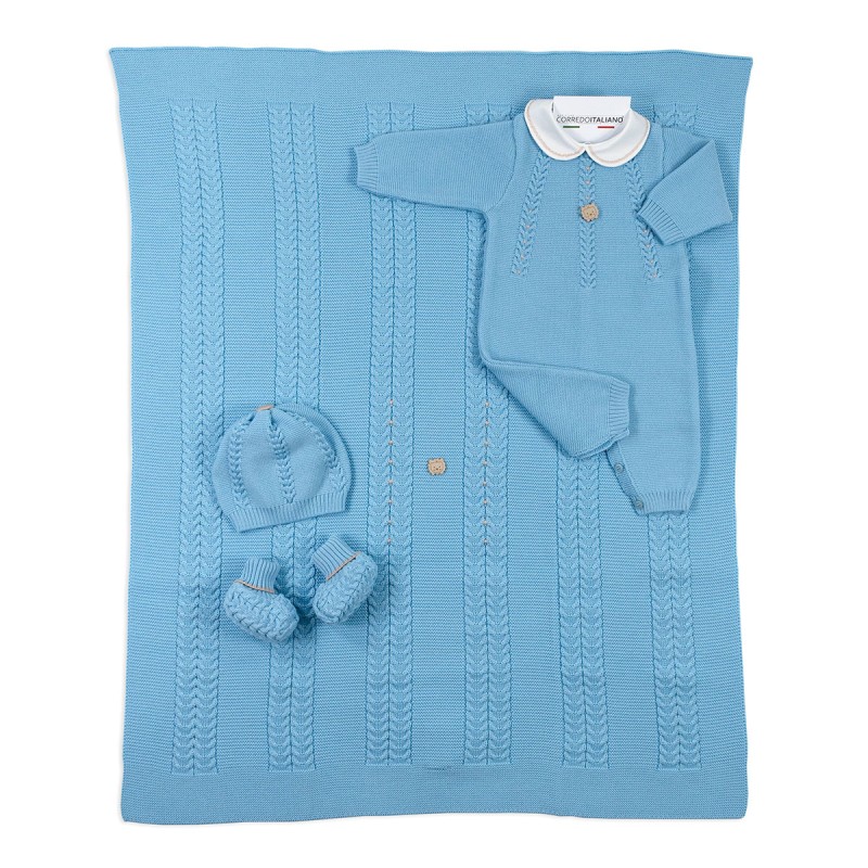 Newborn Boy Layette Set in Pure Wool - Stella IN85A25