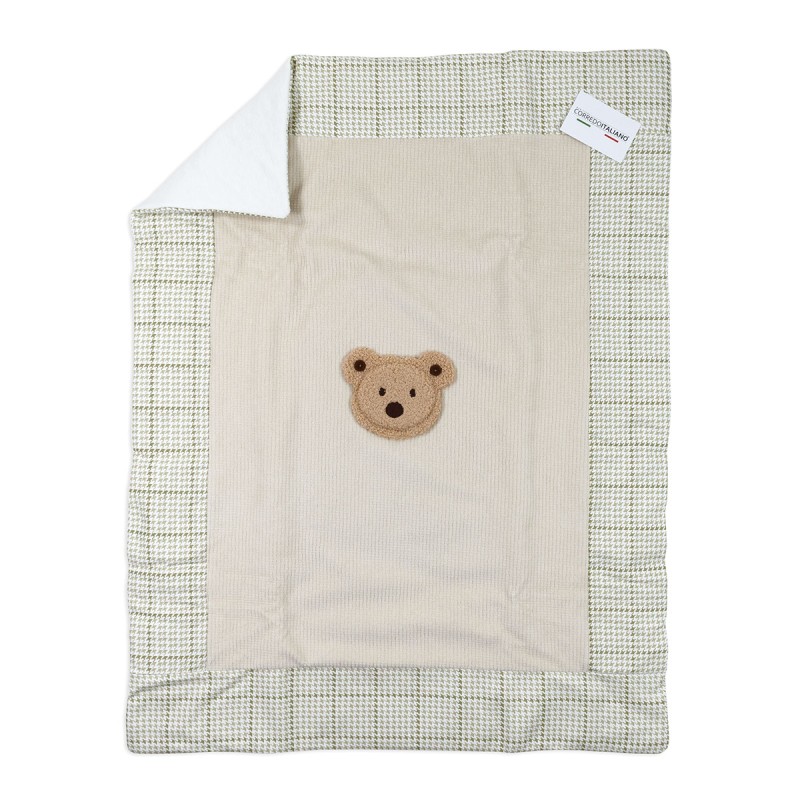 Chenille Blanket for Crib with Bear – Le Chicche | Corredo Italiano