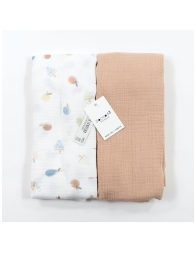 Fruttiny - Set of 2 cotton muslin squares - Coccode' Firenze