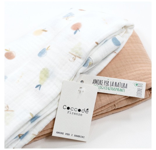 Fruttiny - Set 2 quadrati di garza cotone biologico - Coccode' Firenze 2
